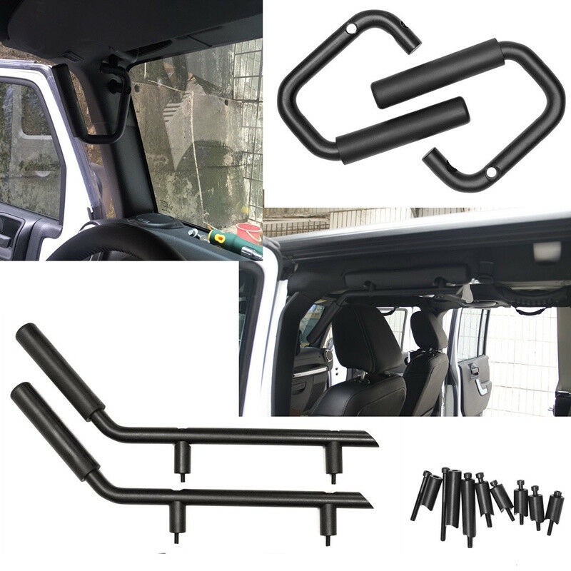 Black Grab Bar Front & Rear Hard Mount Solid Steel Wild Boar Grab