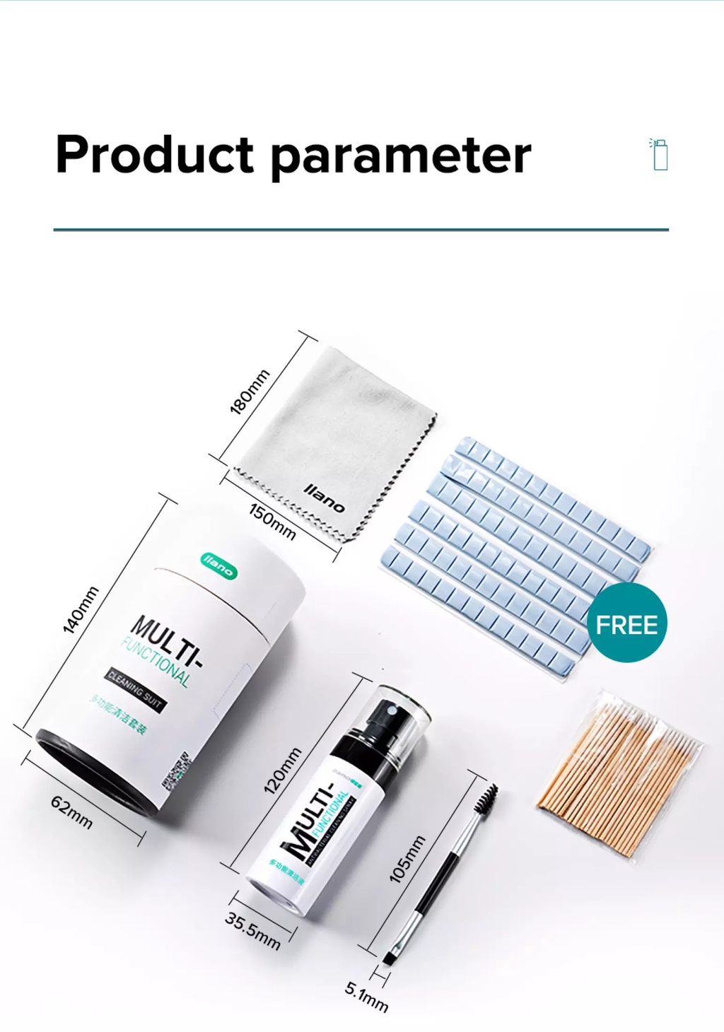 llano Cleaning Tool Blue Butyl Rubber Cleaning Multifunctional Kit