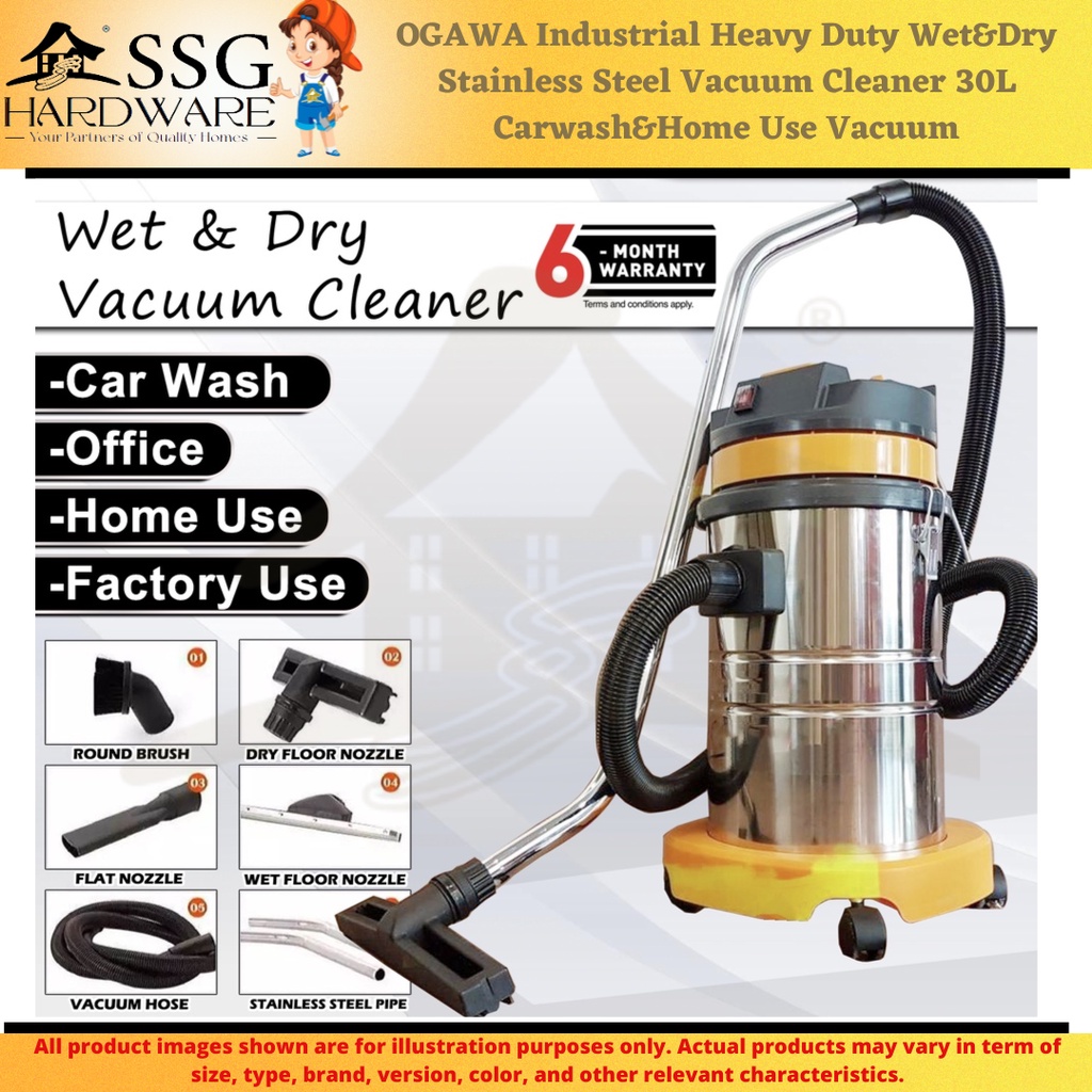 OGAWA Industrial Heavy Duty Wet & Dry Stainless Steel Vacuum Cleaner