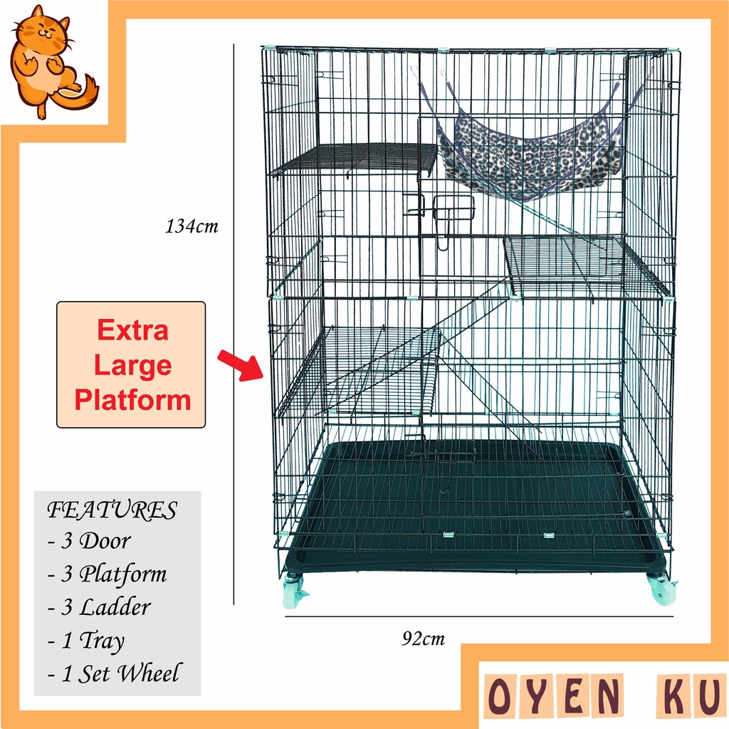 (SALE 9.9) Sangkar Kucing Besar 3 Tingkat / Big Cat Cage 3 Level Large
