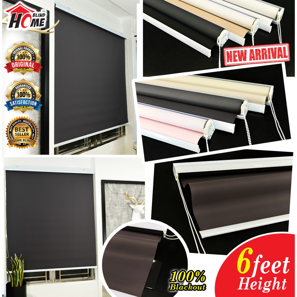 [HOMEBLIND] Manila Plain Roller Blinds 100 Blackout / Langsir Bidai