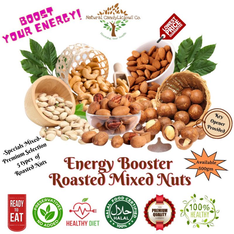 Energy Booster Roasted Mixed Nuts Ready to Eat 500gm Macadamia