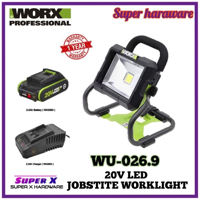 WORX WU026.9 20V Cordless LED Worksite Light / Jobsite Light WA3924 / WA3593 Shopee Malaysia