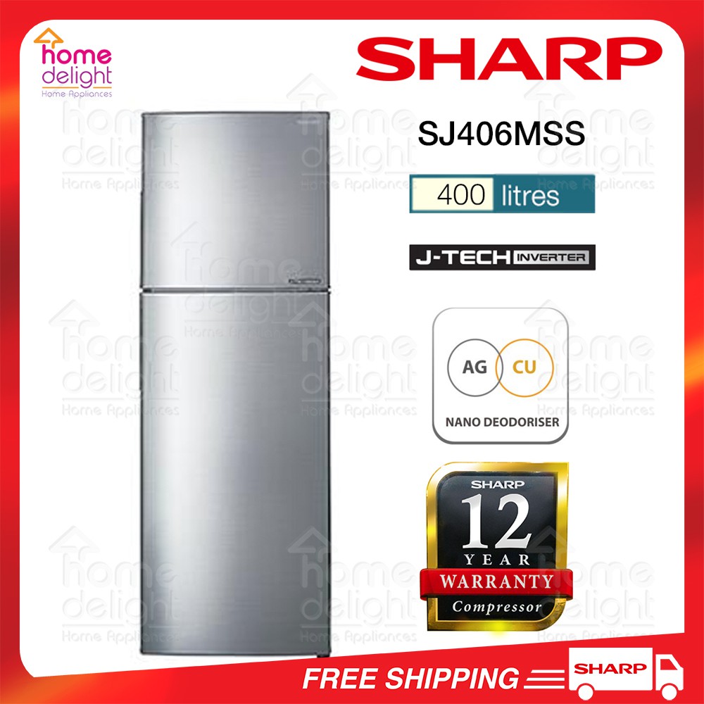 Sharp SJ406MSS 2 Door Fridge Inverter 400L (Silver) Shopee Malaysia