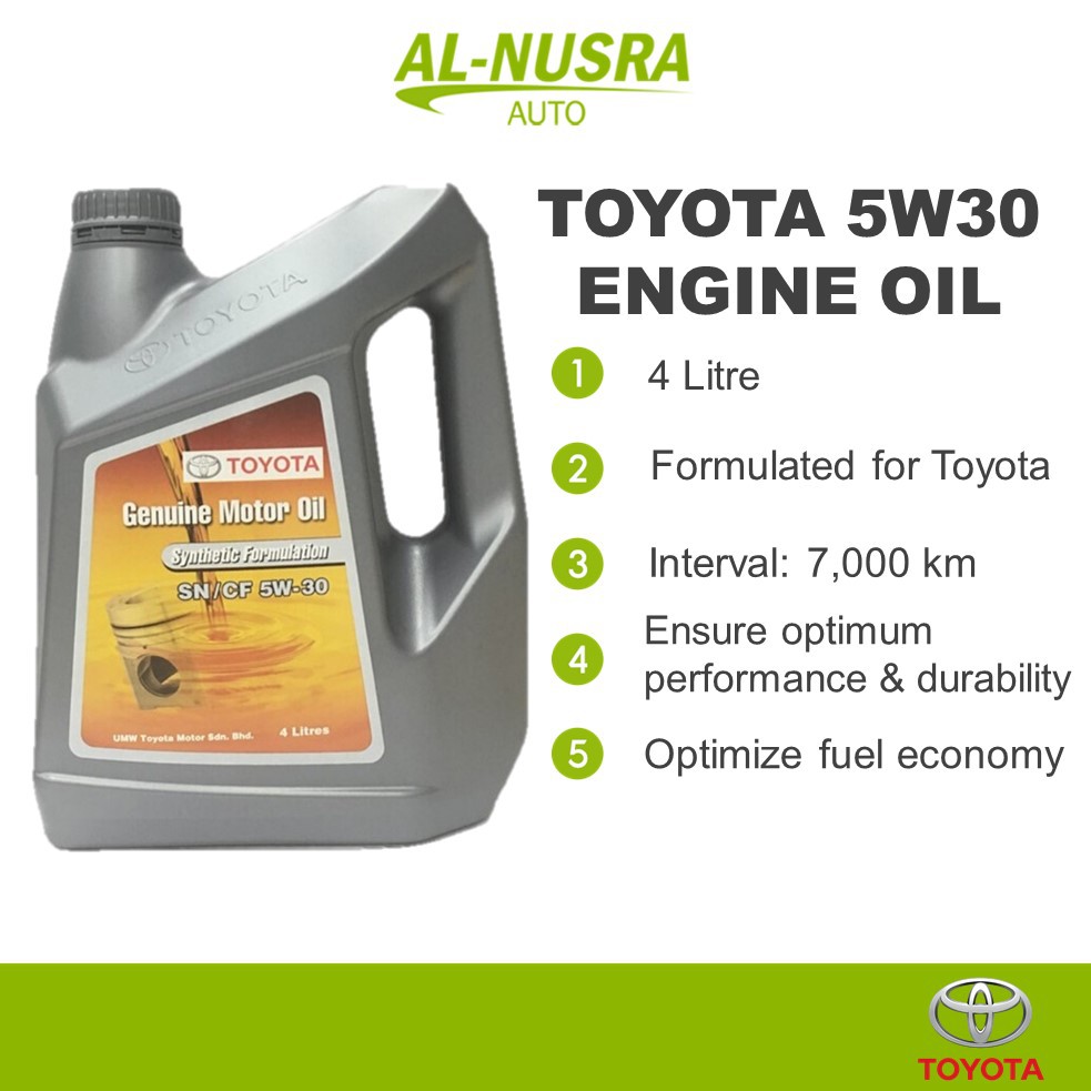 TOYOTA 5W30 ENGINE OIL 4L MINYAK HITAM 5W-30 SEMI SYNTHETIC MINYAK
