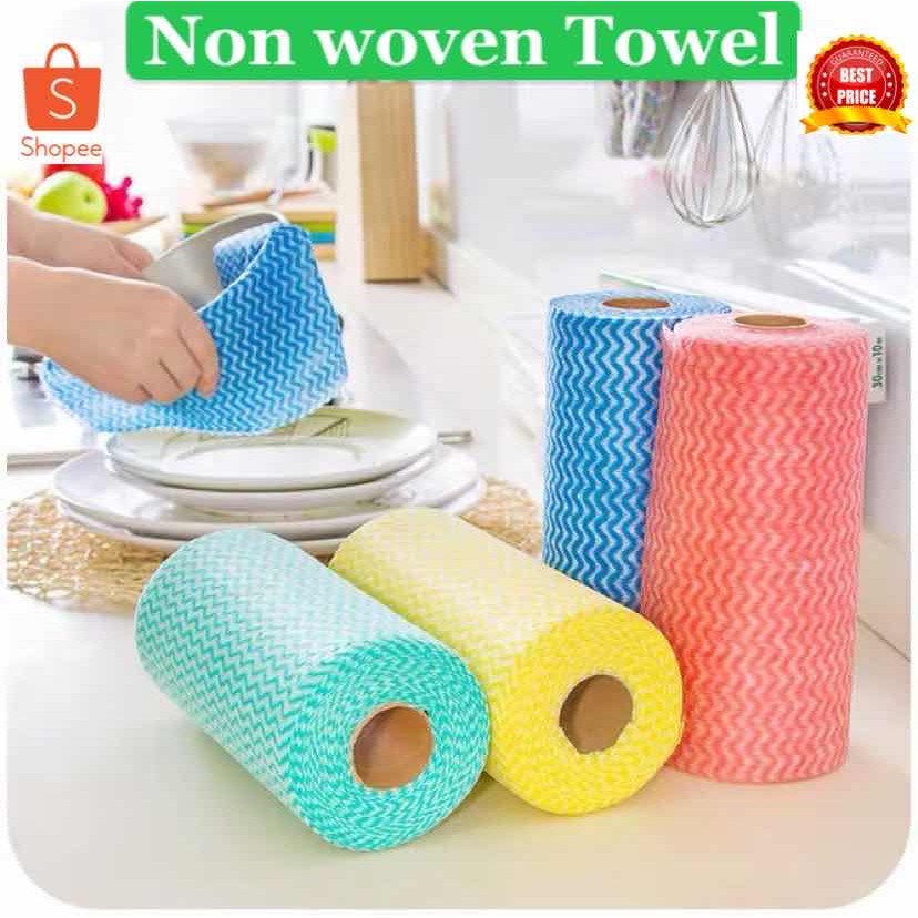 1 Roll Non Woven Cleaning Cloth Kitchen Dish Towel Bowl Disposable Cloth Shopee Malaysia