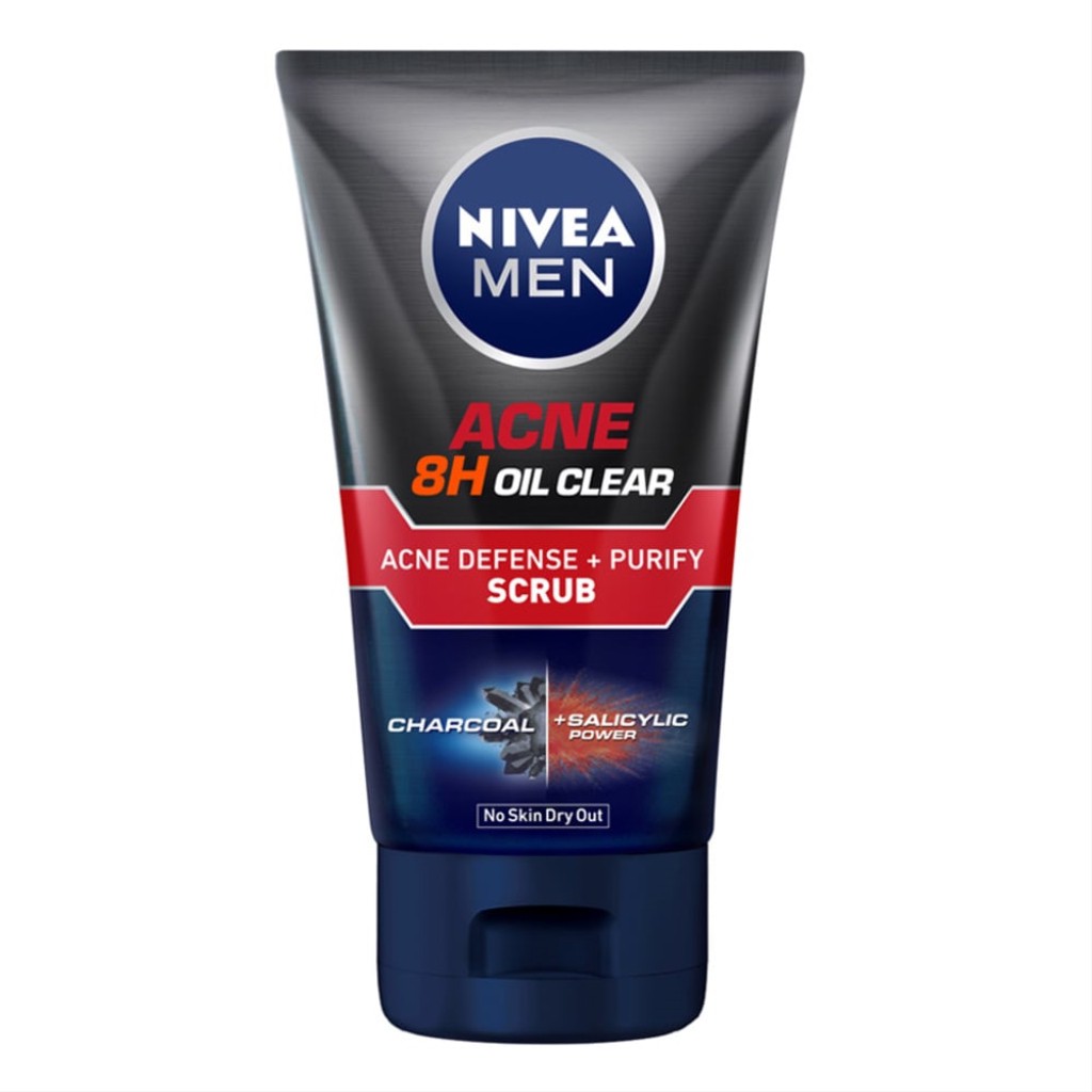 Nivea Men Acne 8H Oil Clear Acne Defense + Purify Scrub 100ml Shopee