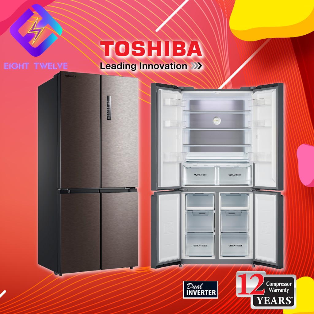 Toshiba Fridge 556L French Door GRRF610WEPMY 4 Door Inverter Peti Ais