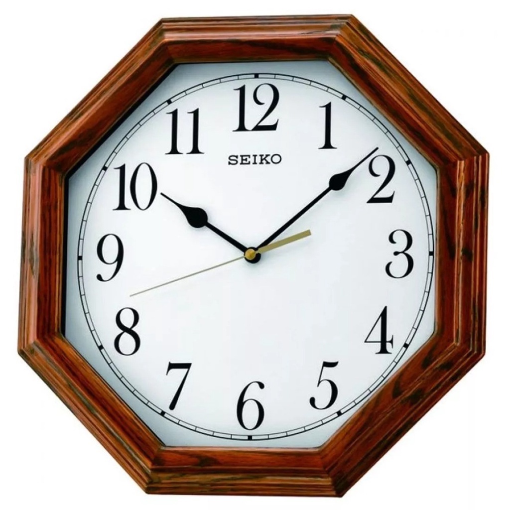 SEIKO Octagon Quiet Sweep Wooden Wall Clock QXA529 (QXA529B) Shopee Malaysia
