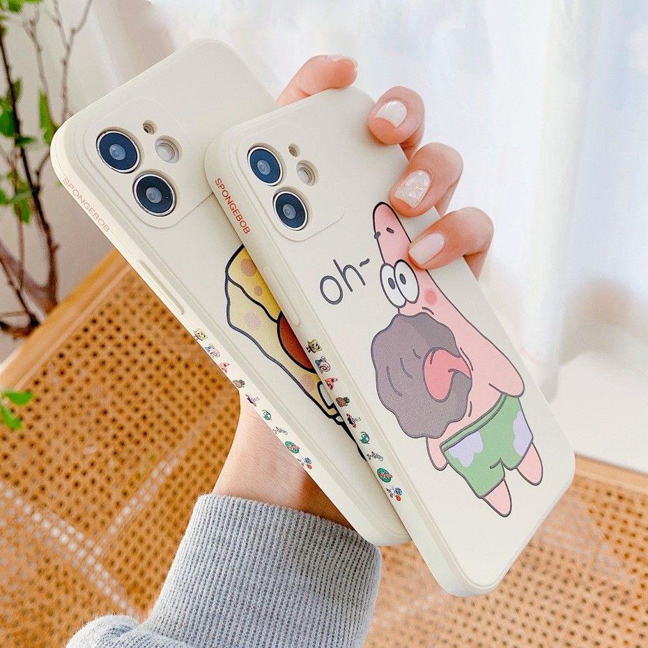 Cute SpongeBob Case iPhone 12 11 Pro Max XR XS X 8 7 6 6S Plus Casing