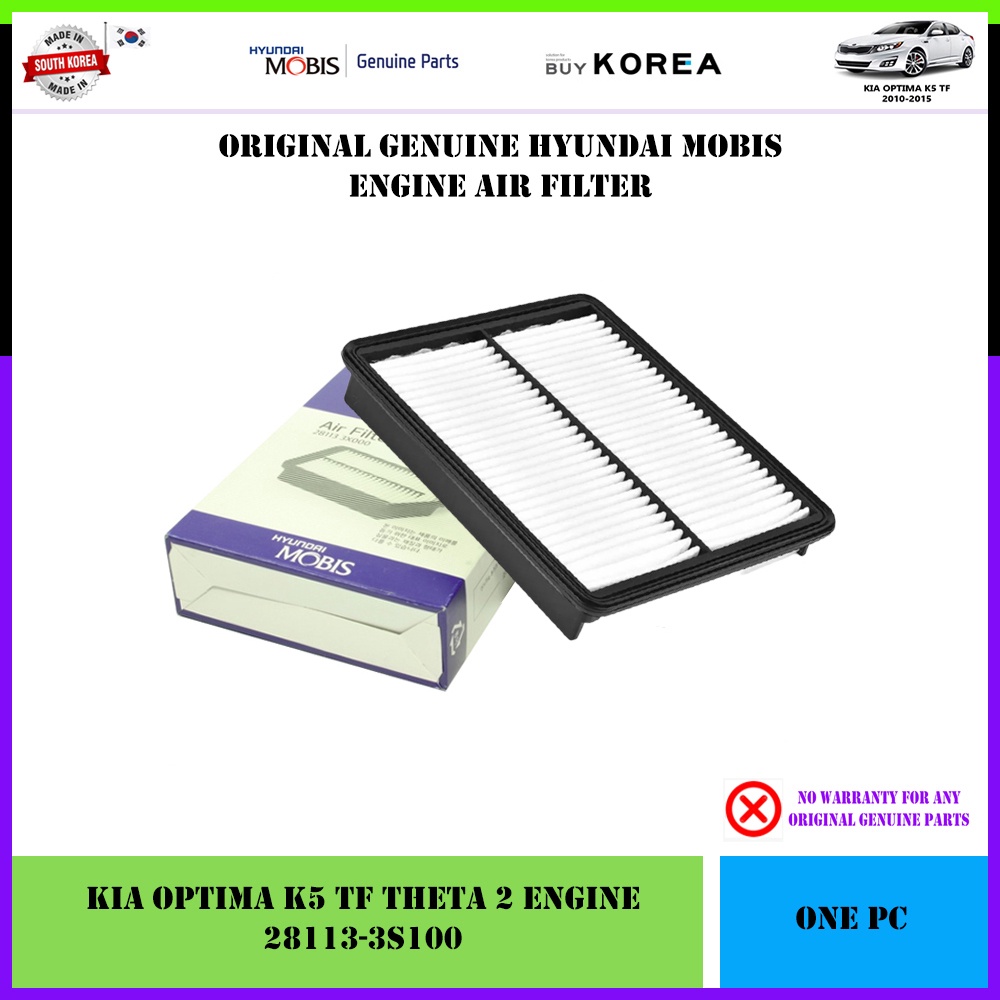 (K53) Kia Optima K5 TF Theta II Engine Genuine Hyundai Mobis Engine Air Filter (281133S100