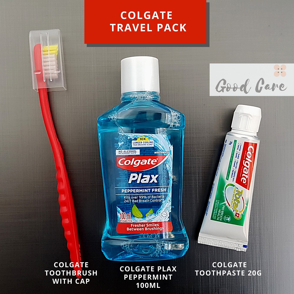 COLGATE TRAVEL PACK Colgate Toothbrush + Colgate Plax 100mL