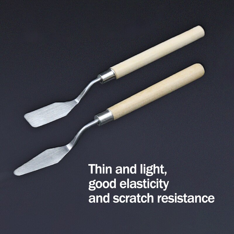 Stainless Steel Spatula Palette Knife Log Handle Wood Oil Painting