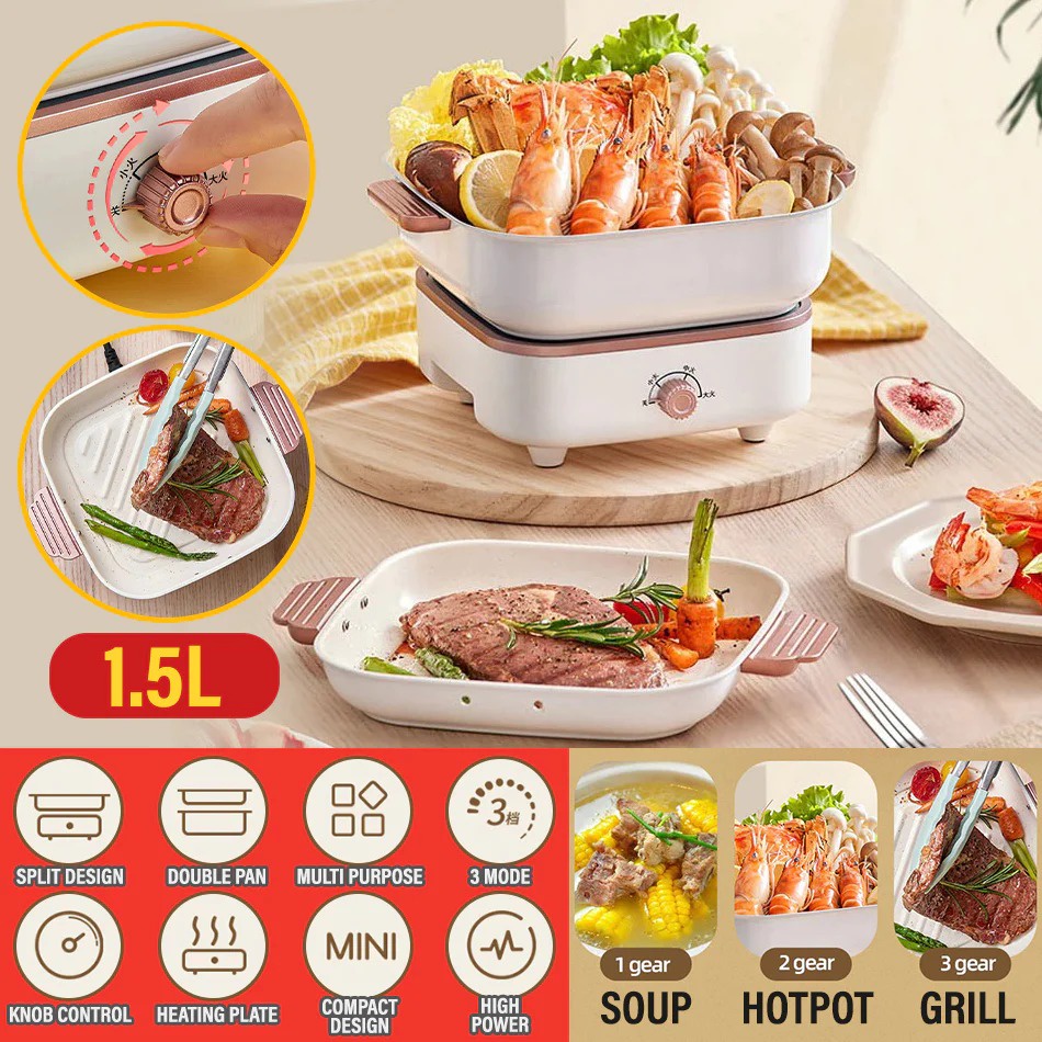 Flexfitt [ 1.5L ] 800W Electric Cooking Pot Multipurpose Hotpot