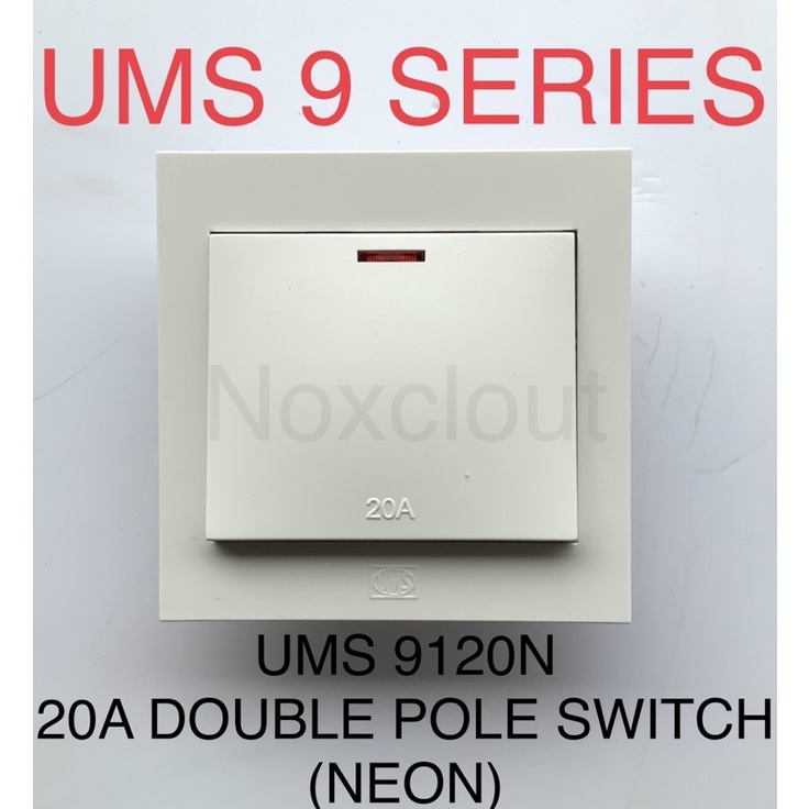 UMS 9120N 20A DOUBLE POLE LARGE ROCKER SWITCH (NEON) WATER HEATER
