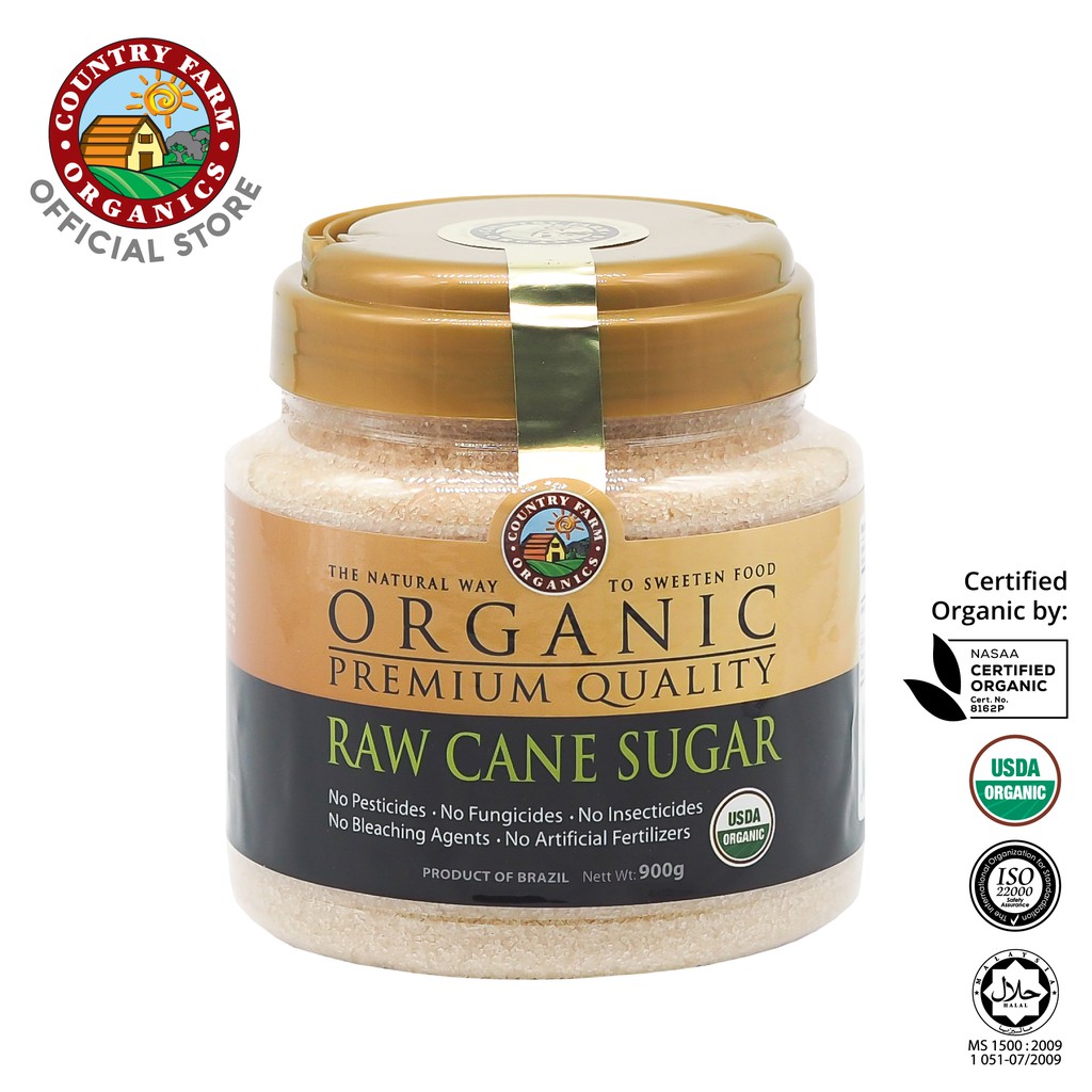 Country Farm Organics Organic Raw Cane Sugar Canister (900g