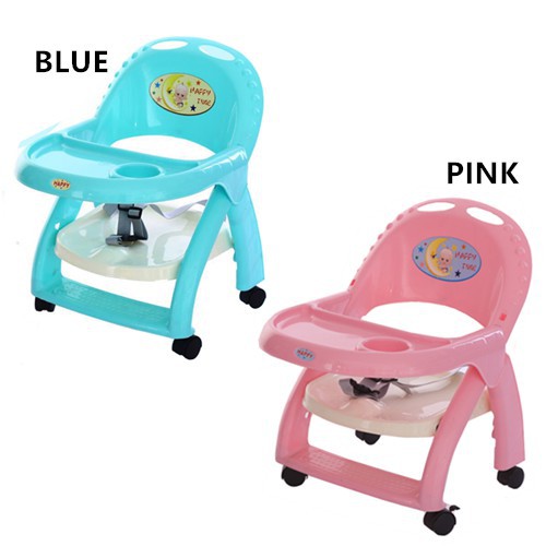 Multifunction Baby Feeding Chair Height Adjustable Baby Walker 4 Wheel