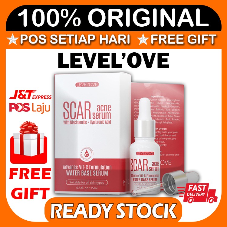 SCAR ACNE SERUM LEVELOVE 15ML Vit C Hyaluronic Acid Centella Asiatica