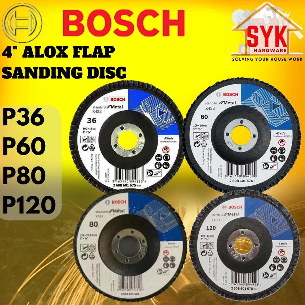 SYK Bosch 4 Inch Alox Flap Disc Flap Sanding Grinder Disc Standard for