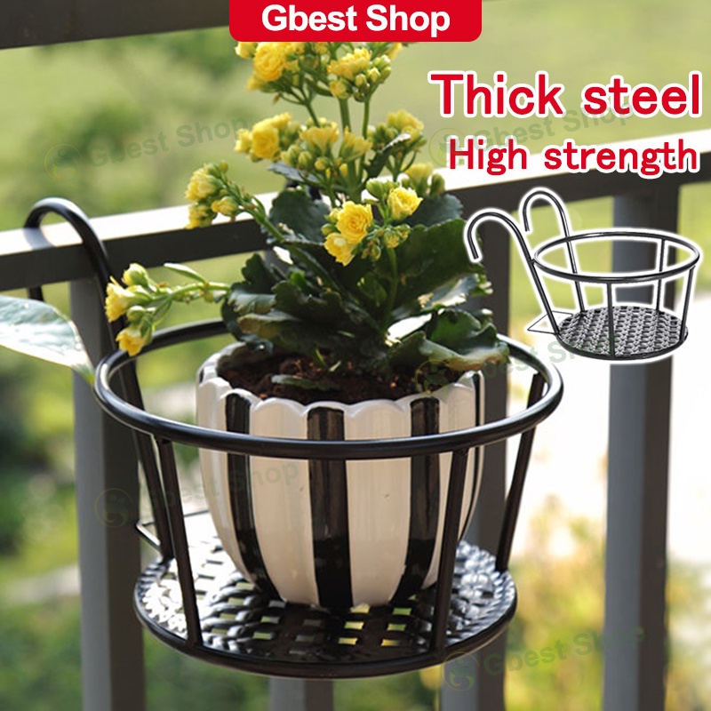 Rak Pasu Bunga Besi Gantung Dinding Outdoor Balcony Iron Flower Pot