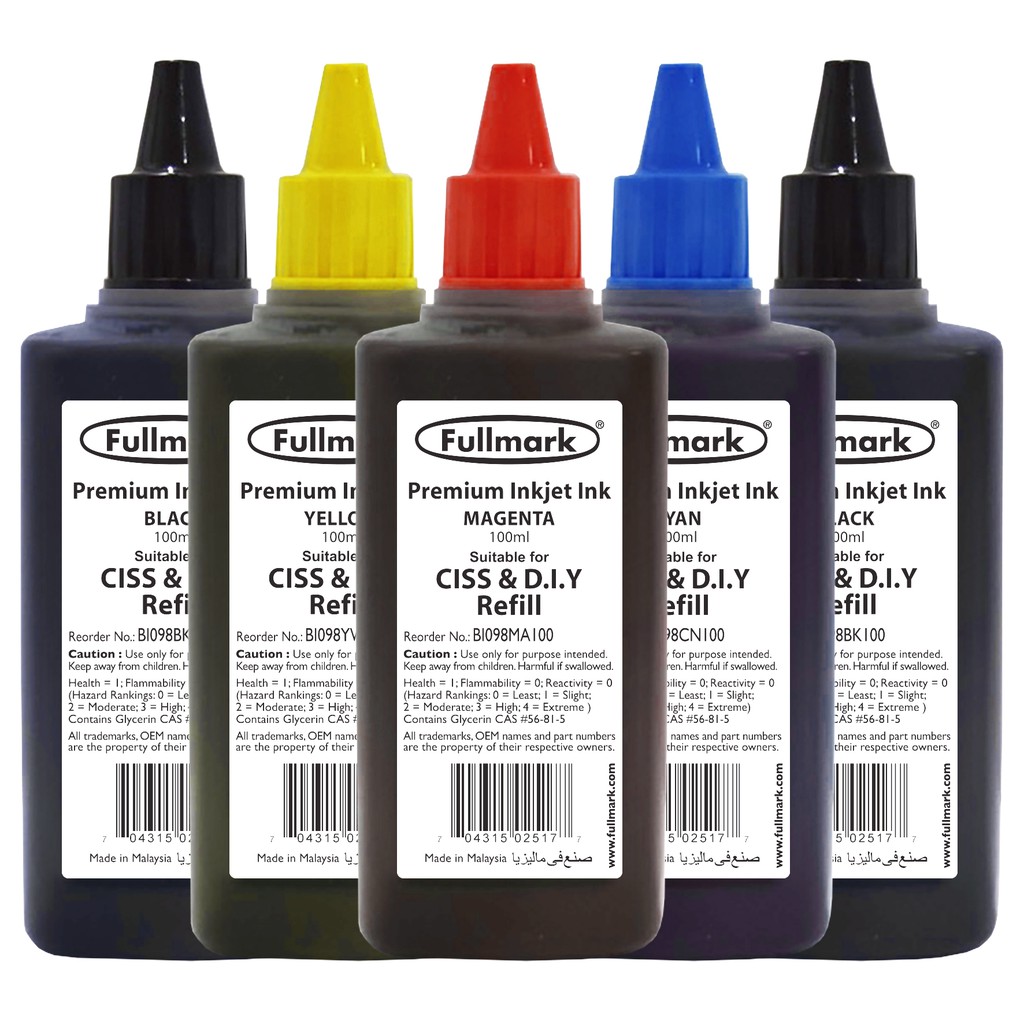 Fullmark Inkjet Ink Refill Premium Compatible for HP / Canon / Brother