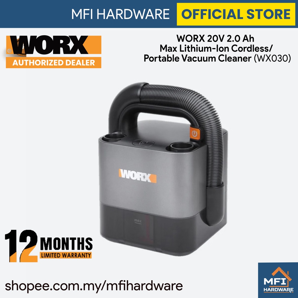 WORX WX030 20V 2.0 Ah Max LithiumIon Cordless / Portable Vacuum
