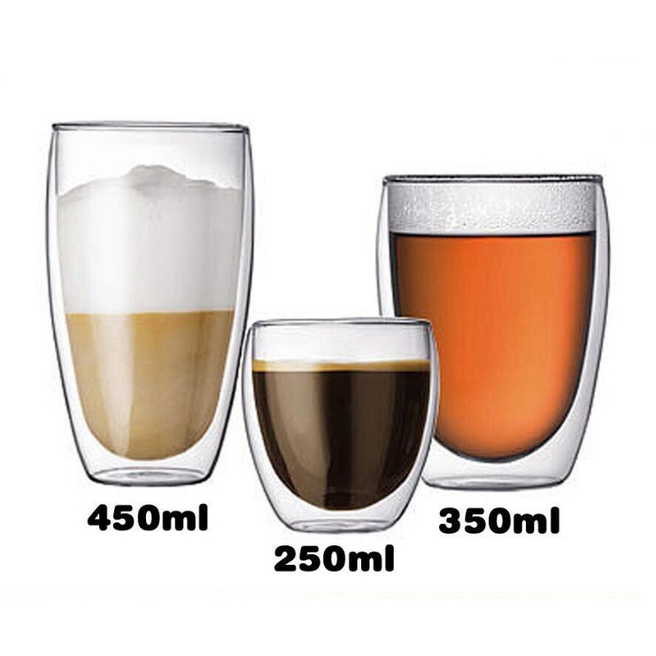 Double Layer Drink Glass Cup 150ML/250ML/350ML/450ML coffee Shopee