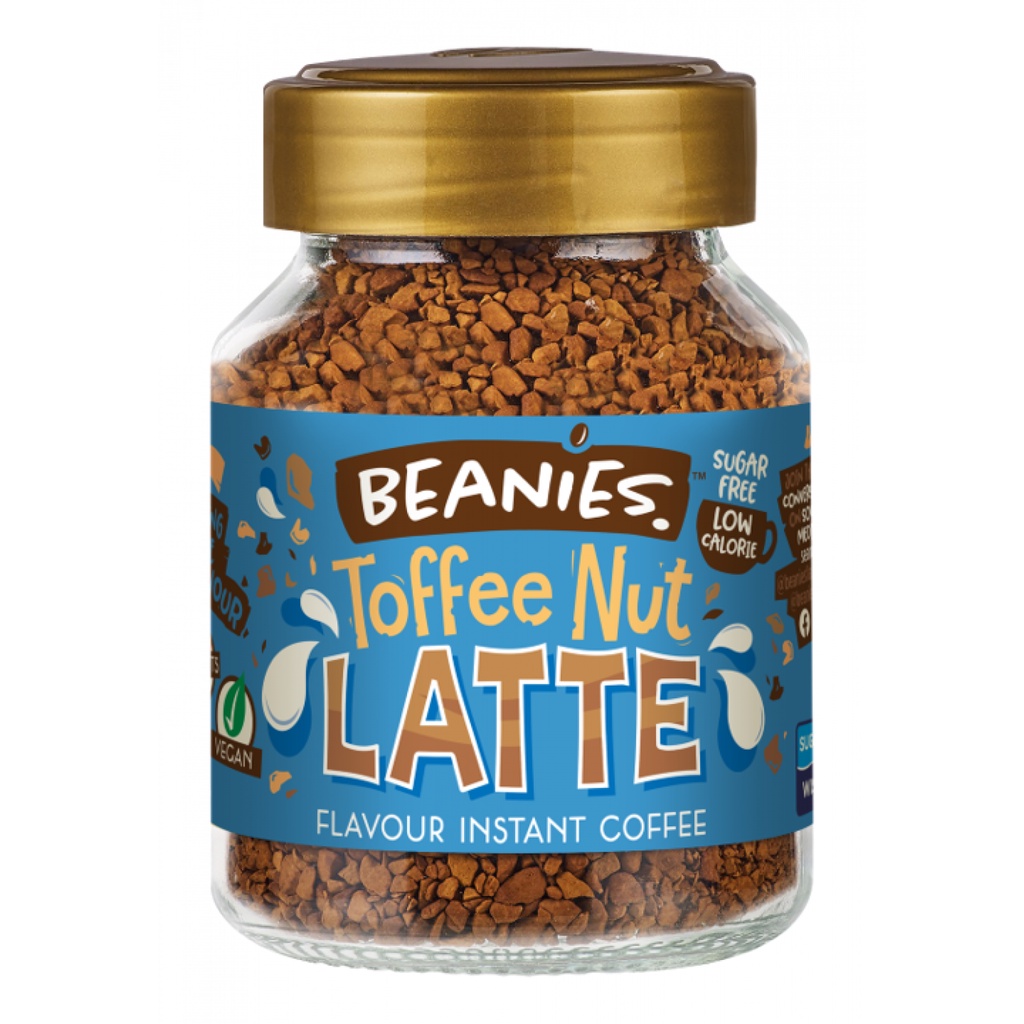 Beanies Toffee Nut Latte Instant Flavour Coffee Sugar Free Low Calorie