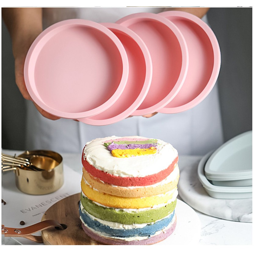 *Ready Stock* 4PCS Silicone Cake Pan Round Rainbow Cake Baking Molds