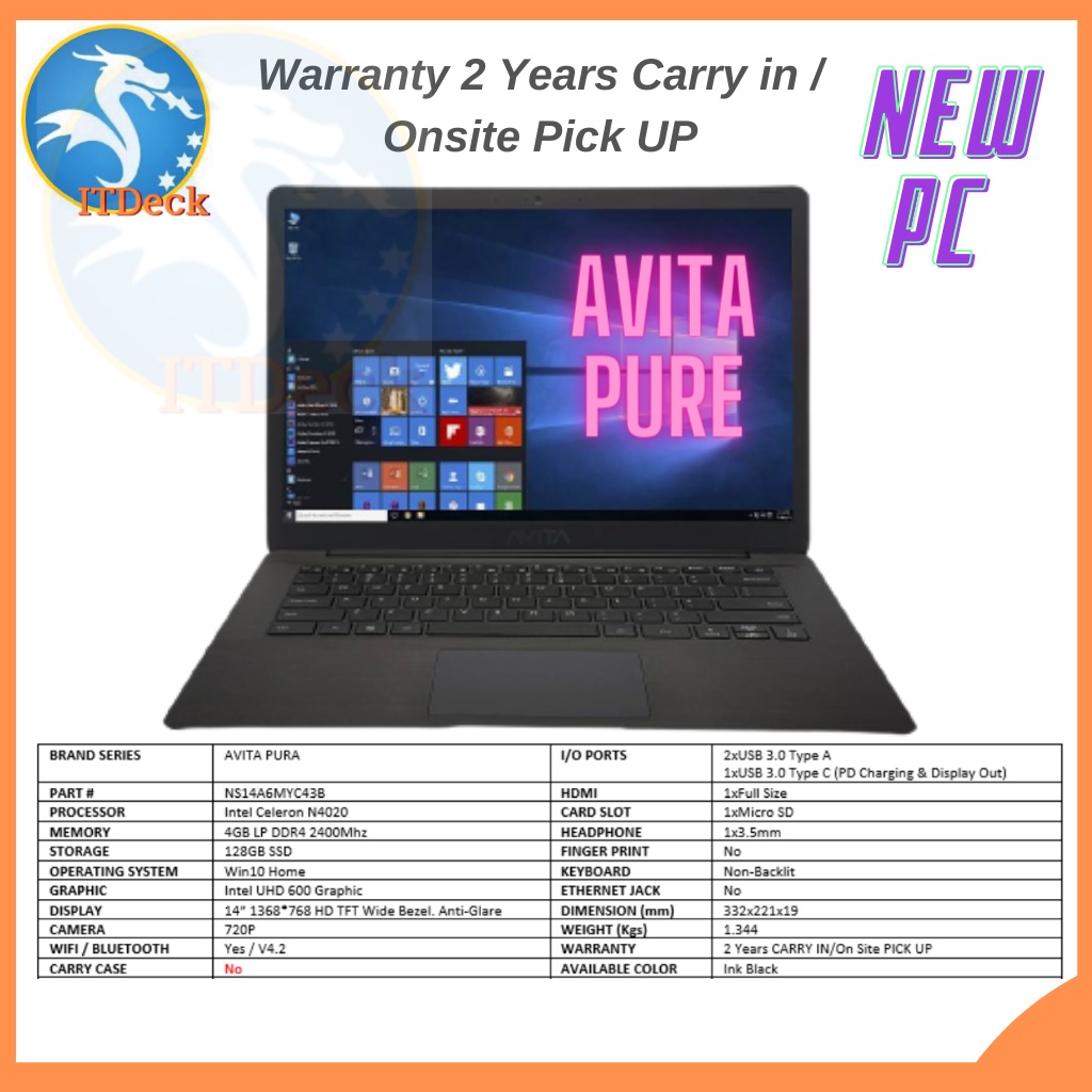Avita Essential Laptop 14"HD Slim Laptop Best for Students University