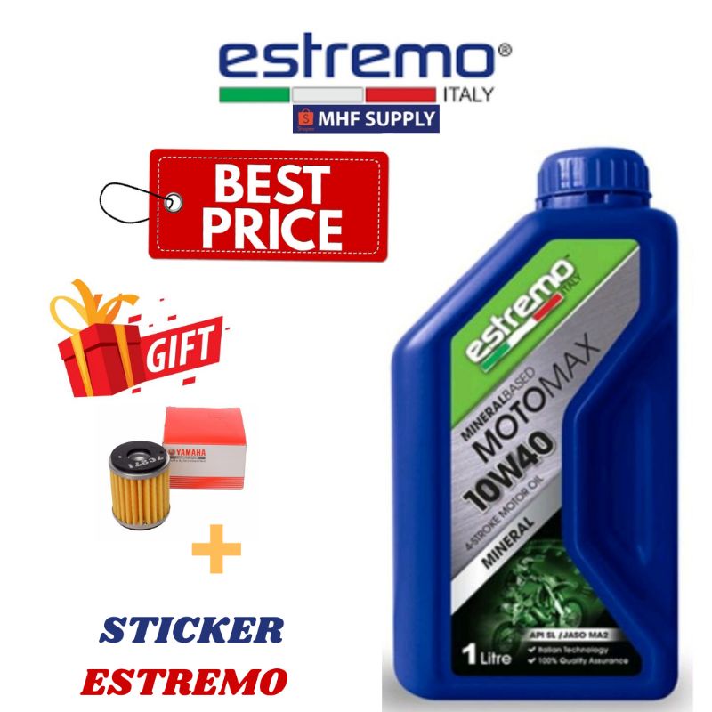 ESTREMO MOTOMAX 10W40ENGINE OIL CARE/Minyak hitam motor TERBAIK dan