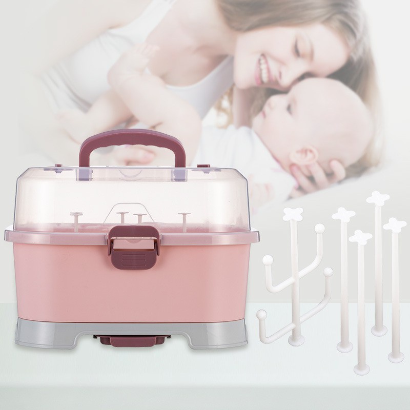 Baby Milk Bottle Storage Box Drying Rack with Cover Carry Handle 0234 Shopee Malaysia