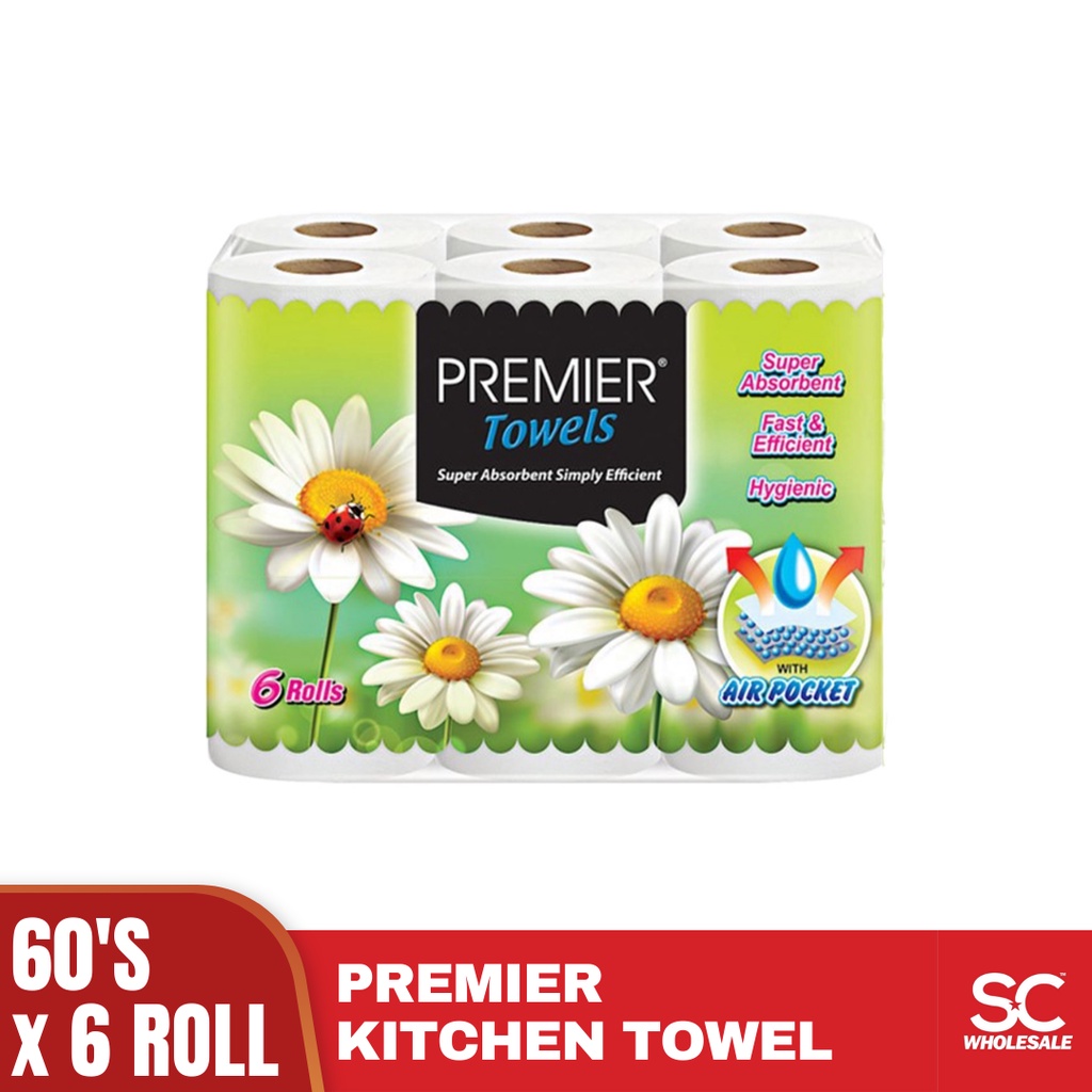 Premier Kitchen Towel Tissue Roll 60s x 6 rolls (360 Sheets) Shopee