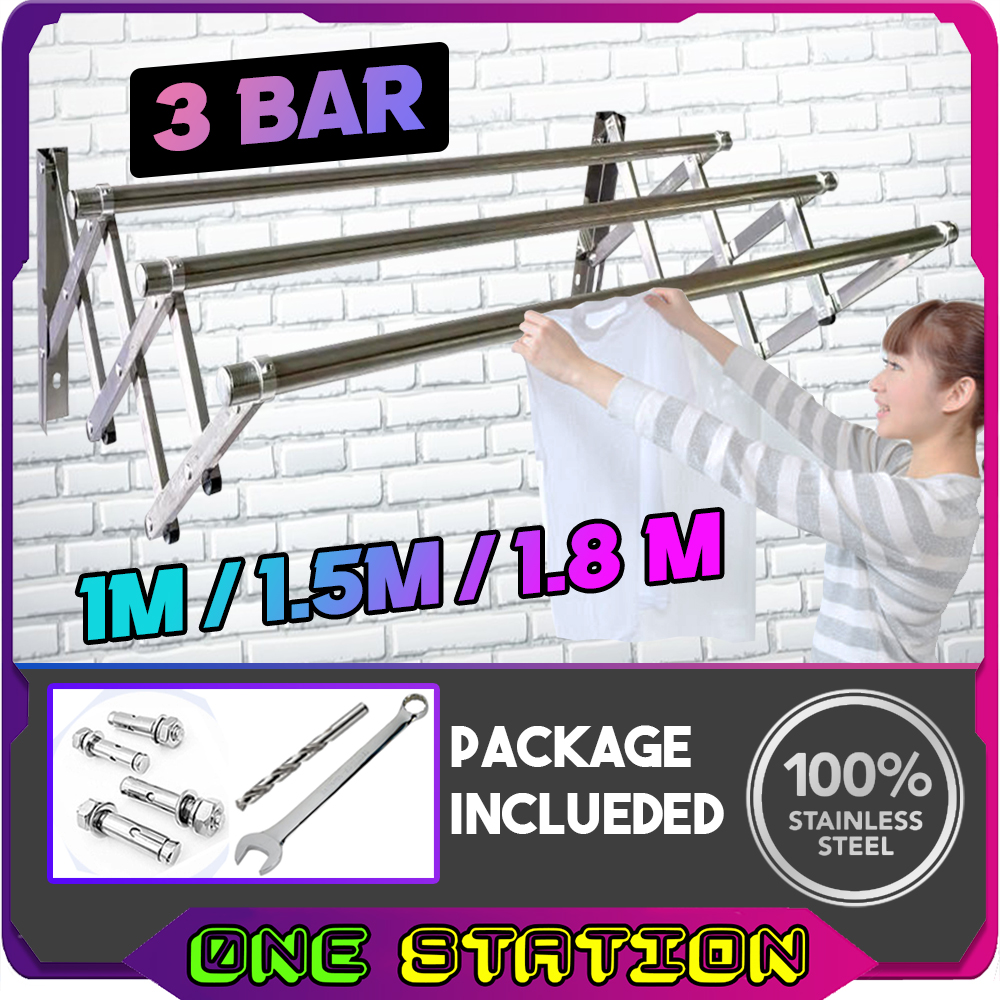 Stainless Steel Wall Mounted Retractable Clothes Hanger Drying Rack