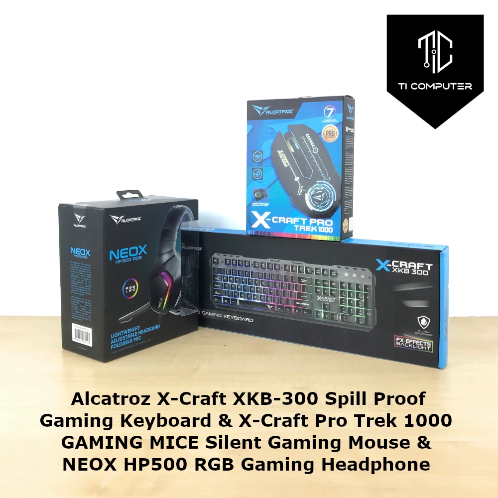 Alcatroz XCraft XKB300 Gaming Keyboard & XCraft Pro Trek 1000 Silent Gaming Mouse & NEOX