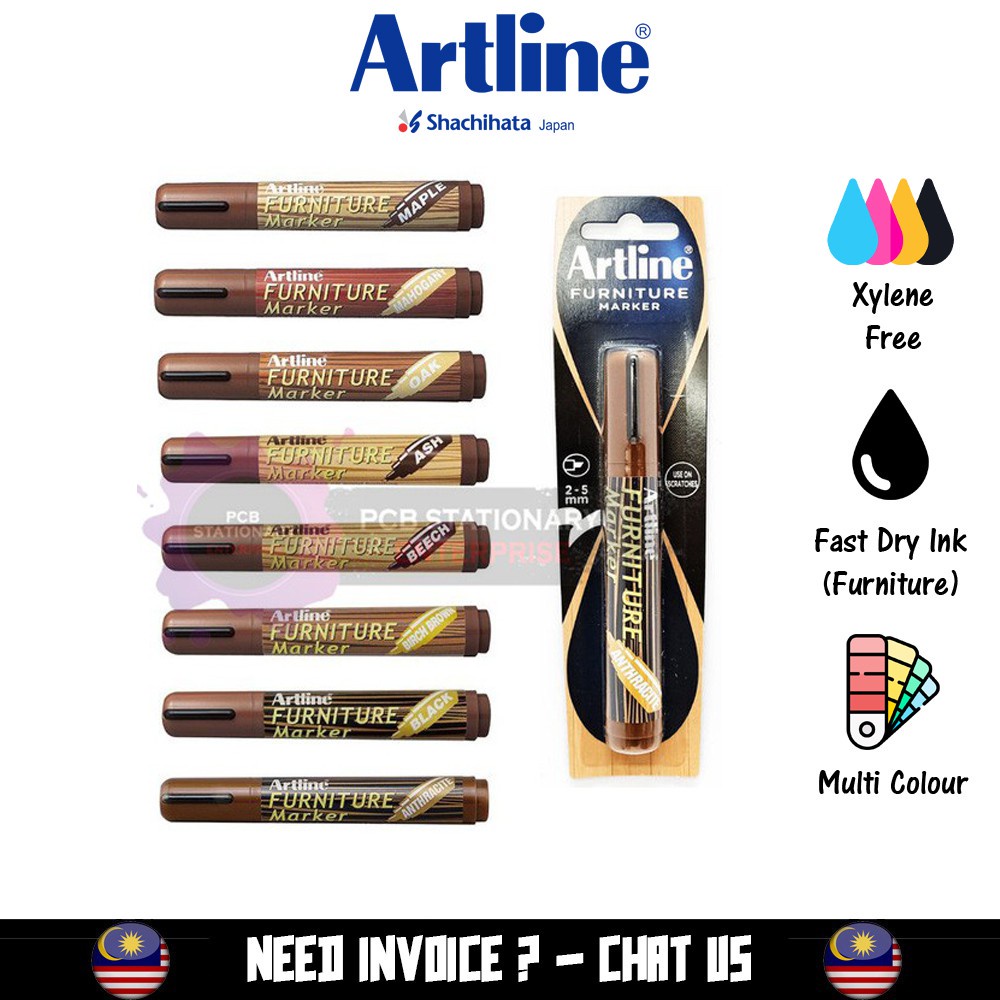 Artline 95 Furniture Marker Pen 8 Colour Walnut Beech Brown Black Oak