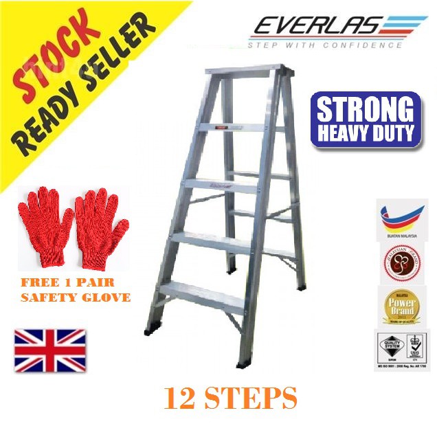 Everlas Heavy Duty HDDS12 12 Steps Double Sided Ladder Tangga Lipat