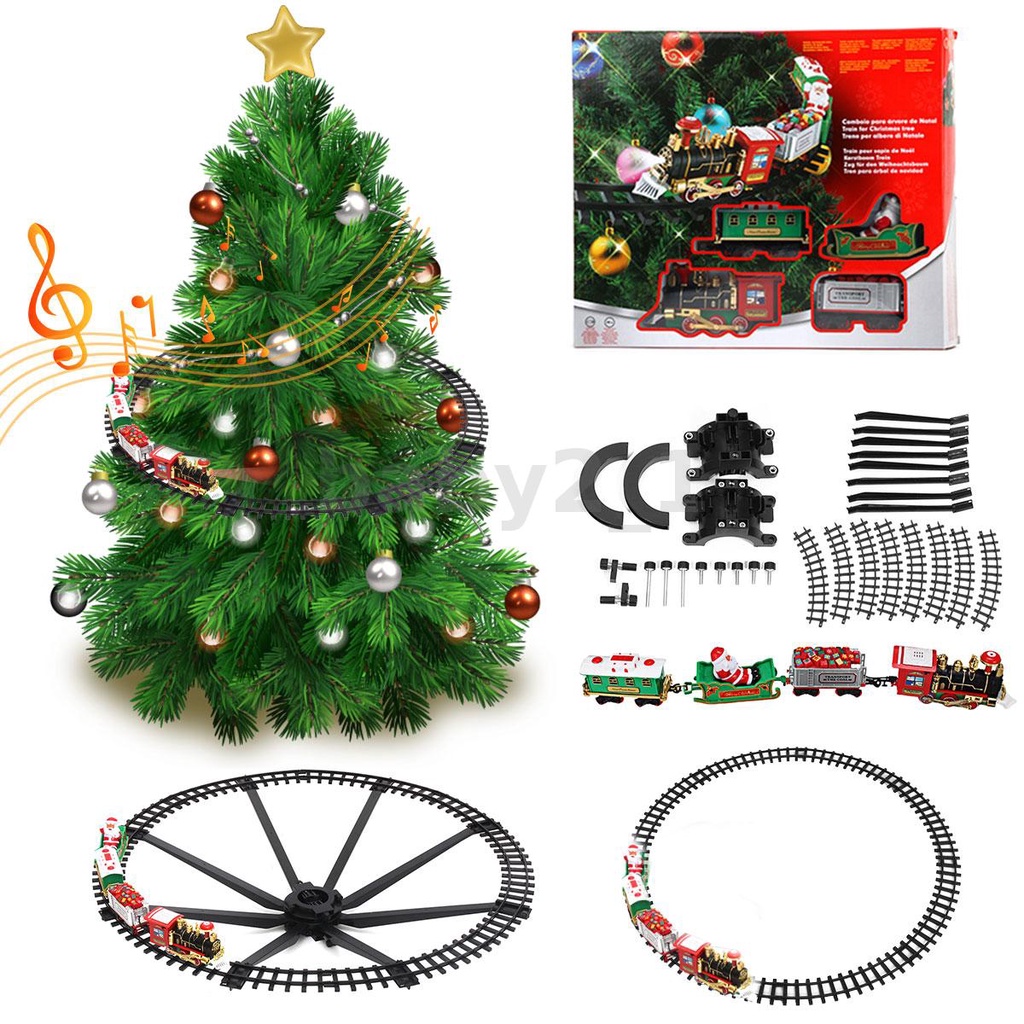 Christmas Tree Train Set Realistic Sound Battery Operated Toy Fast Free