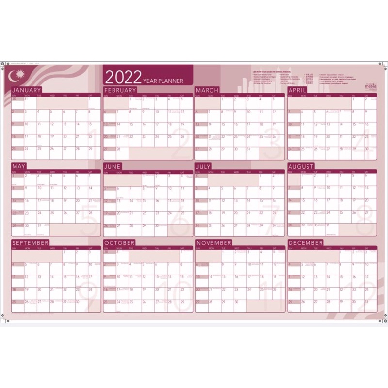 Wall Year Planner/Calender 2022 Shopee Malaysia