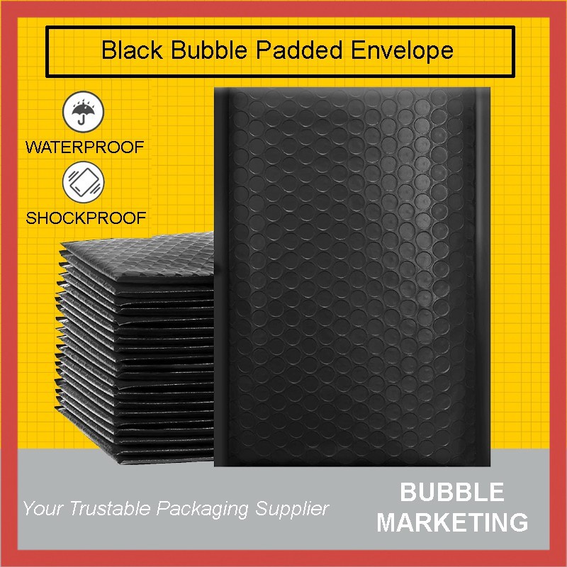 masterborong [Ready Stock] Black Bubble Mailer Envelope Black Matte Bubble Wrap Mailer Bubble