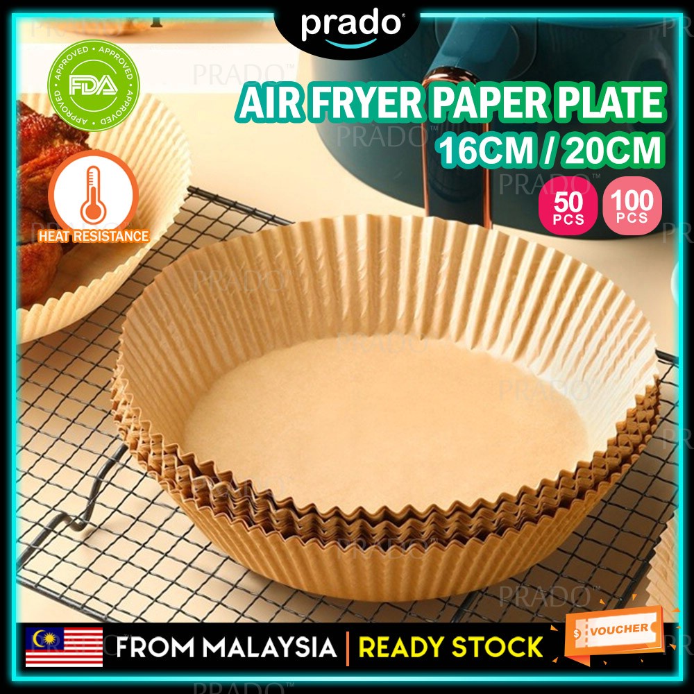 PRADO 100pcs 20cm Air Fryer Disposable Baking Papers NonStick Steamer
