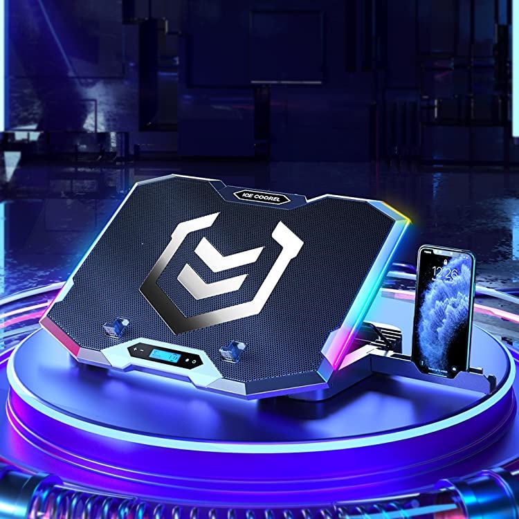 ICE COOREL K9 RGB Gaming Laptop Cooler Pad USB Phone Holder Adjustable