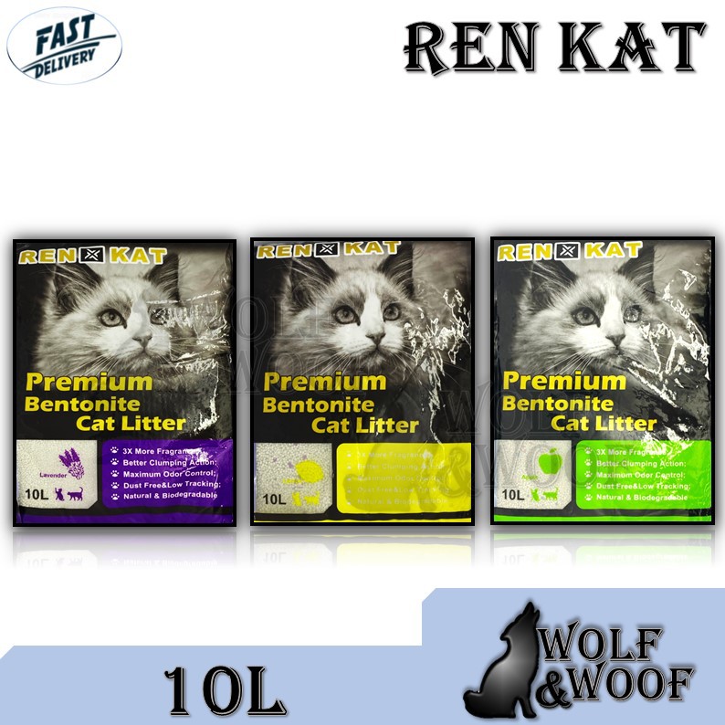 RENKAT Premium Bentonite Cat Litters 10L (Ren Kat Cat Litter Lemon