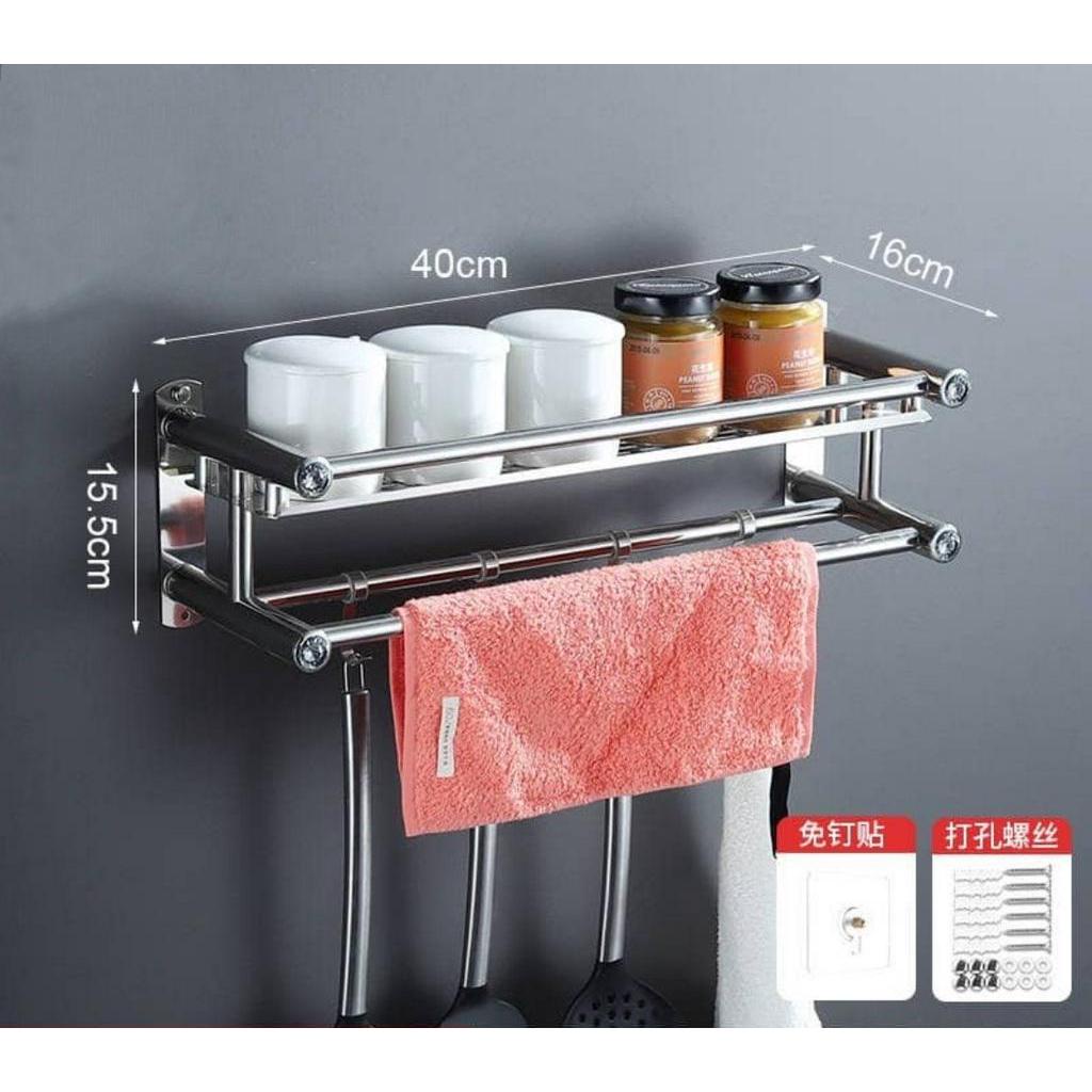 Easy Stainless Steel Towel Rack Bathroom Storage Shelves Toilet Shelf