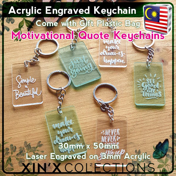 🇲🇾 KEYCHAIN Acrylic Keychain Laser Engraving Motivation Quote GIFTs