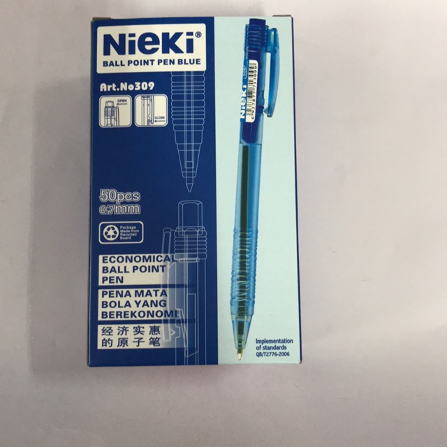 Nieki ball point pen blue 0.7mm 50pcs/box Shopee Malaysia