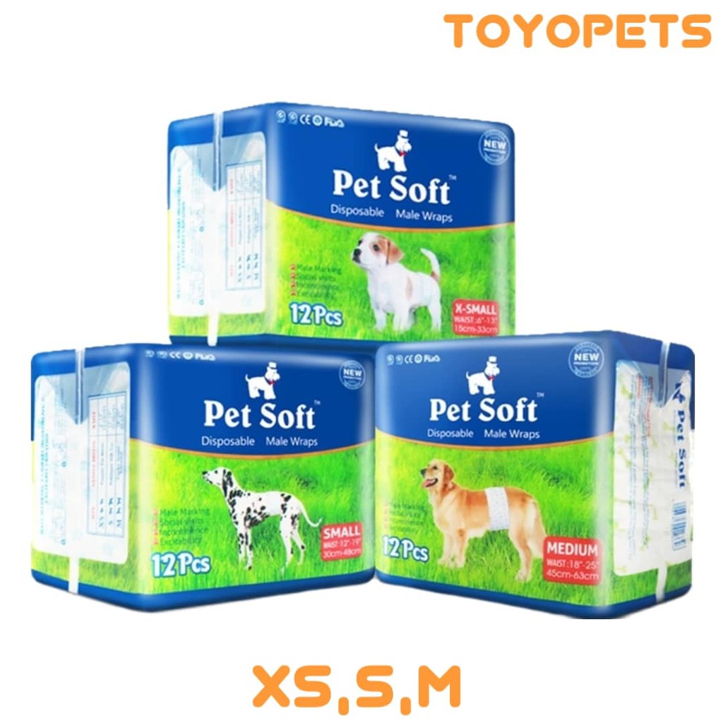 Pet Soft Disposable Male Wraps Dog Diapers 12pcs ( XS / S / M