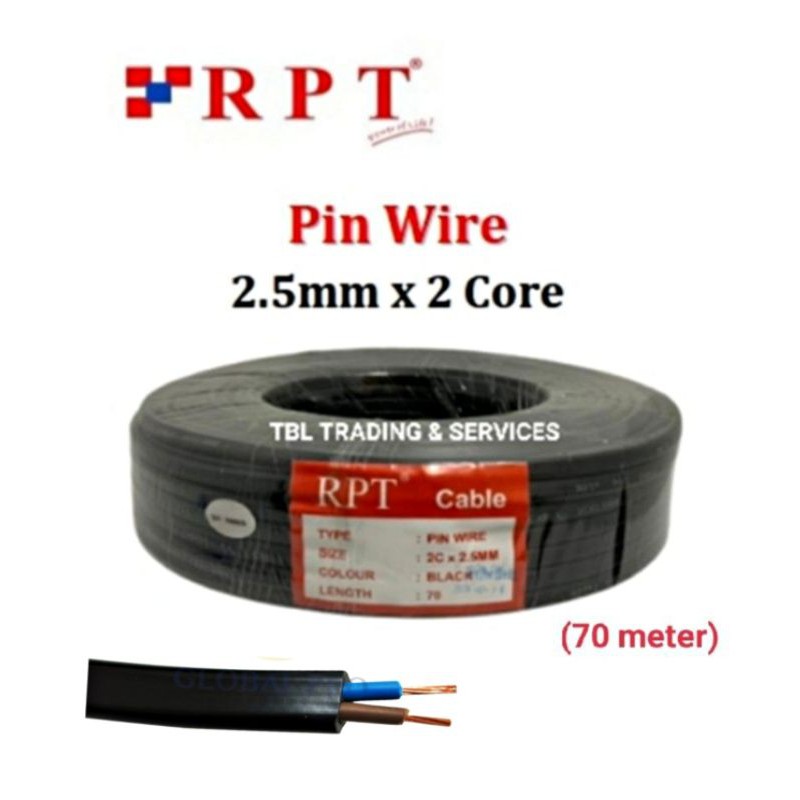 Loose Cut 5m / 10m / 15m / 20m Pin Wire 2.5mm x 2core Pin Pvc Insulated