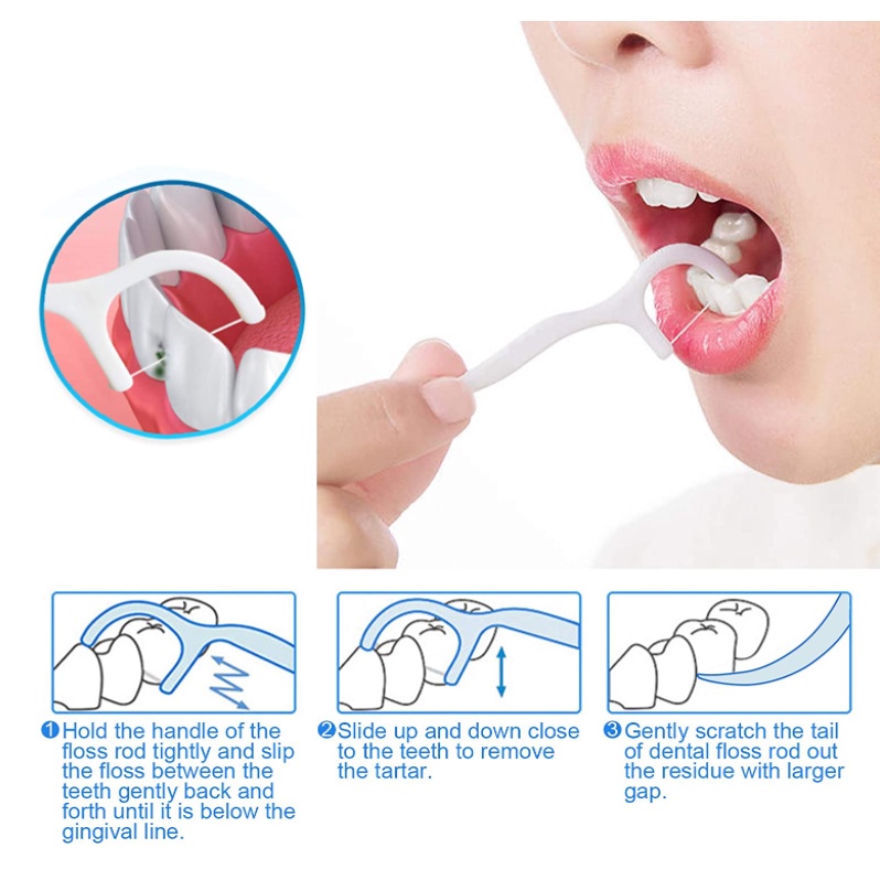 100pcs/Pack Disposable Dental Floss Picks Personal Oral Care Teeth