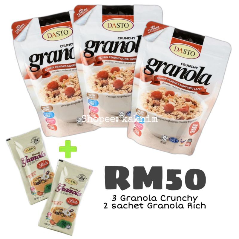 SET50 DASTO GRANOLA bijirin berkhasiat oat granola rangup, rendah